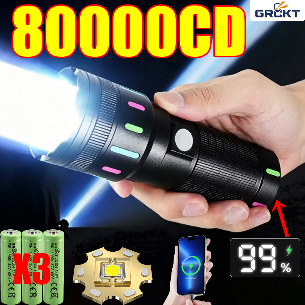 Battery Outdoor Camping - 80000CD 가장 강력한 LED 손전등 고출력