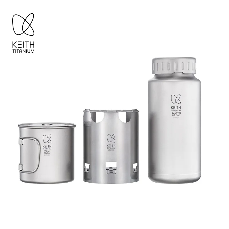 Outdoor Camping Cooking Equipment - KEITH 순수 티타늄 네스팅 캠핑 세트