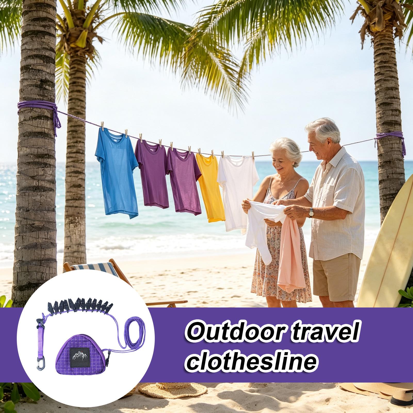 야외용 빨랫줄, 튼튼한 세탁 건조 로프, 옷핀 포함,  - Camping Outdoor Clothing 리뷰 및 가격