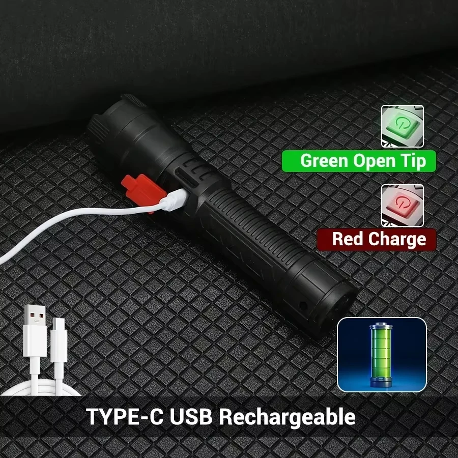 전술용 LED 손전등 2000LM USB 충전식 방수  - Outdoor Camping Decor 리뷰 및 가격