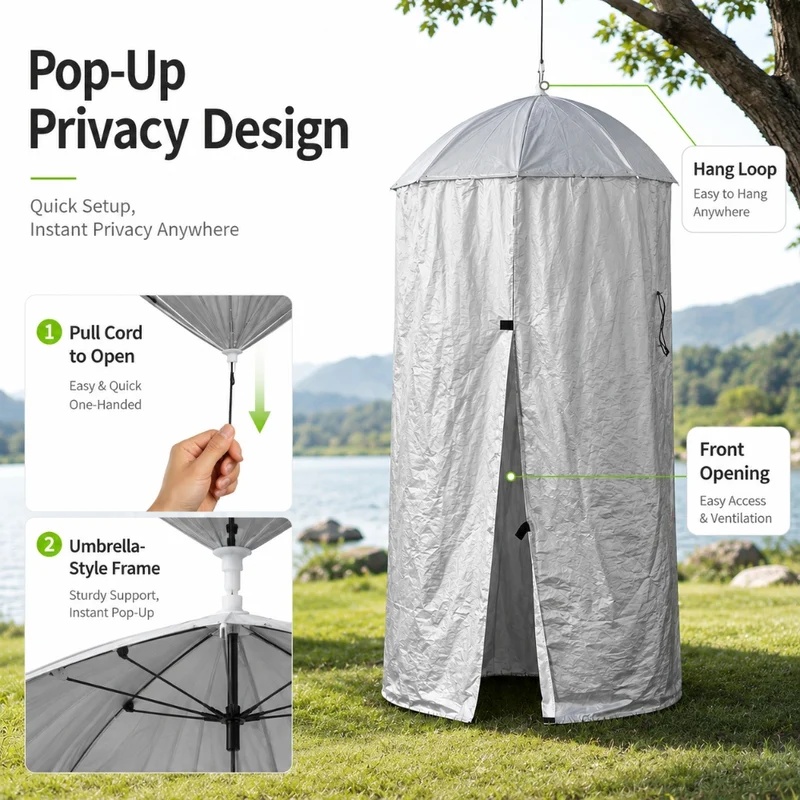야외 휴대용 걸이식 프라이버시 쉘터 팝업 탈의실 샤워  - Outdoor Camping Toilet Tent 리뷰 및 가격