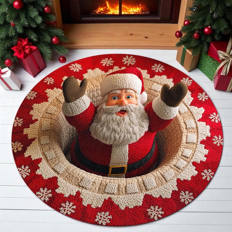 크리스마스 산타클로스 원형 도어매트, 환영 휴일 매트, - Outdoor Camping Decor Ideas 리뷰 및 가격