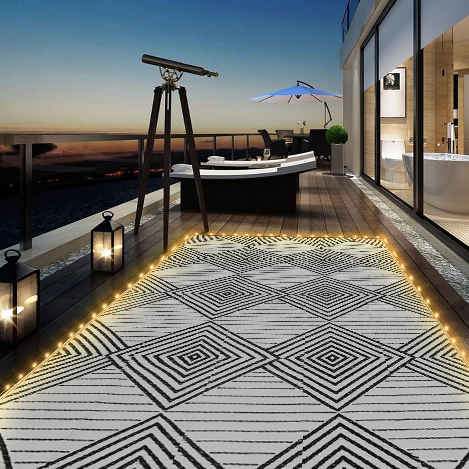 6x9피트 방수 야외 러그(LED 조명 포함), 접이식 - Outdoor Camping Rug With Led Lights 리뷰 및 가격