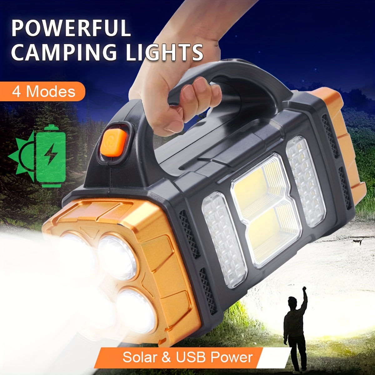 새로운 업그레이드 충전식 고출력 태양광 LED 손전등, - Battery Outdoor Camping 리뷰 및 가격