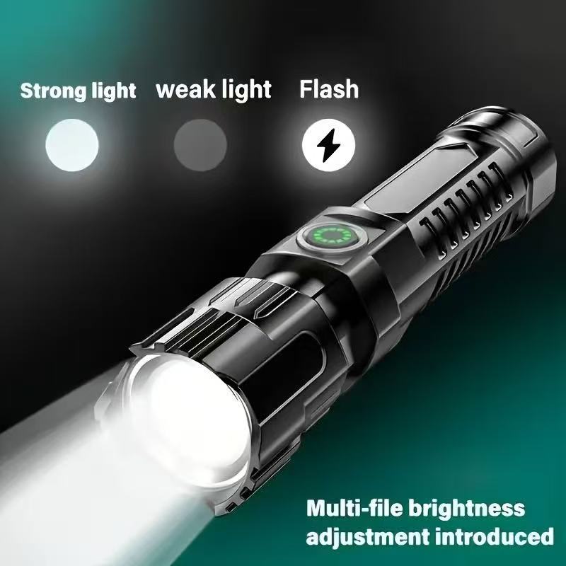새로운 고출력 LED 손전등 USB 충전식 토치 내장  - Battery Outdoor Camping 리뷰 및 가격