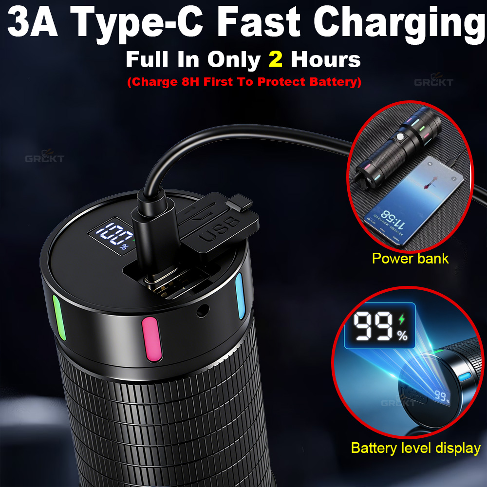 80000CD 가장 강력한 LED 손전등 고출력 전술  - Battery Outdoor Camping 리뷰 및 가격