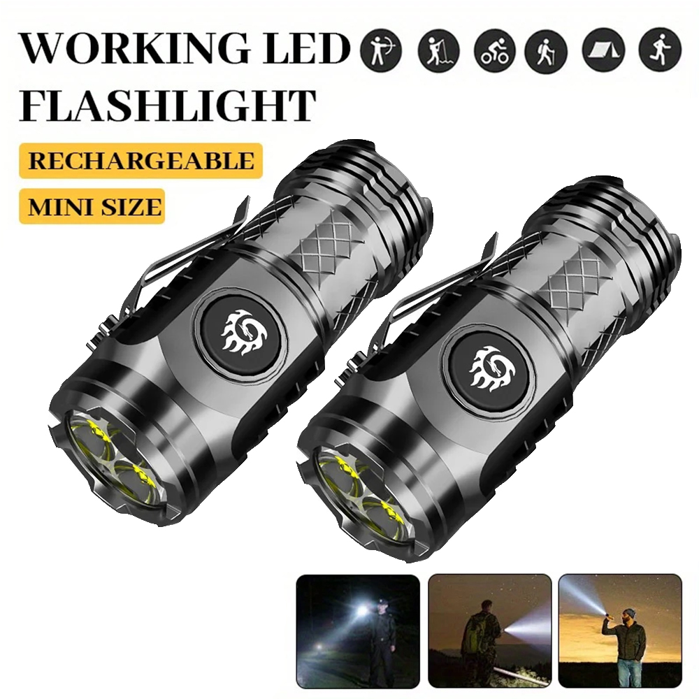 고강도 파워 LED 손전등 내장 배터리 타입-C 충전식 - Battery Outdoor Camping 리뷰 및 가격