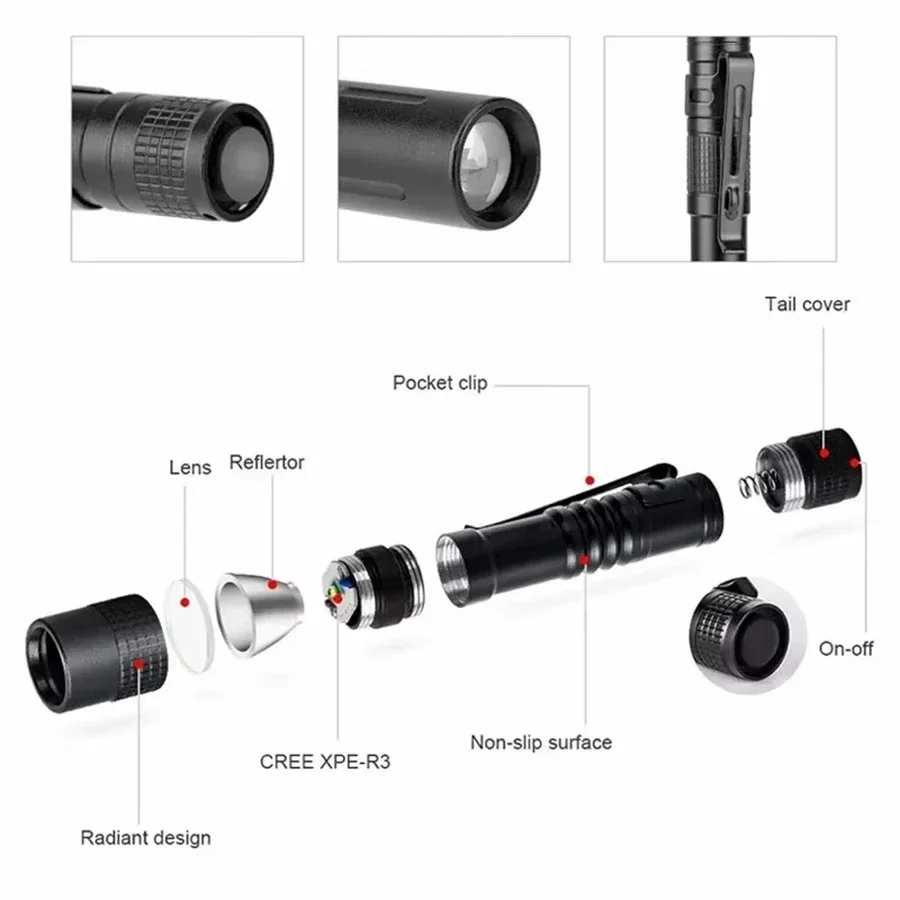 1-4PCS 미니 휴대용 LED 펜 라이트 포켓 야외  - Outdoor Camping Decor 리뷰 및 가격